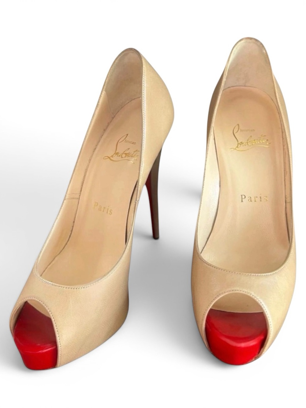Christian Louboutin Patent Vendome 120 Peep Toe Pumps – Corde & Red